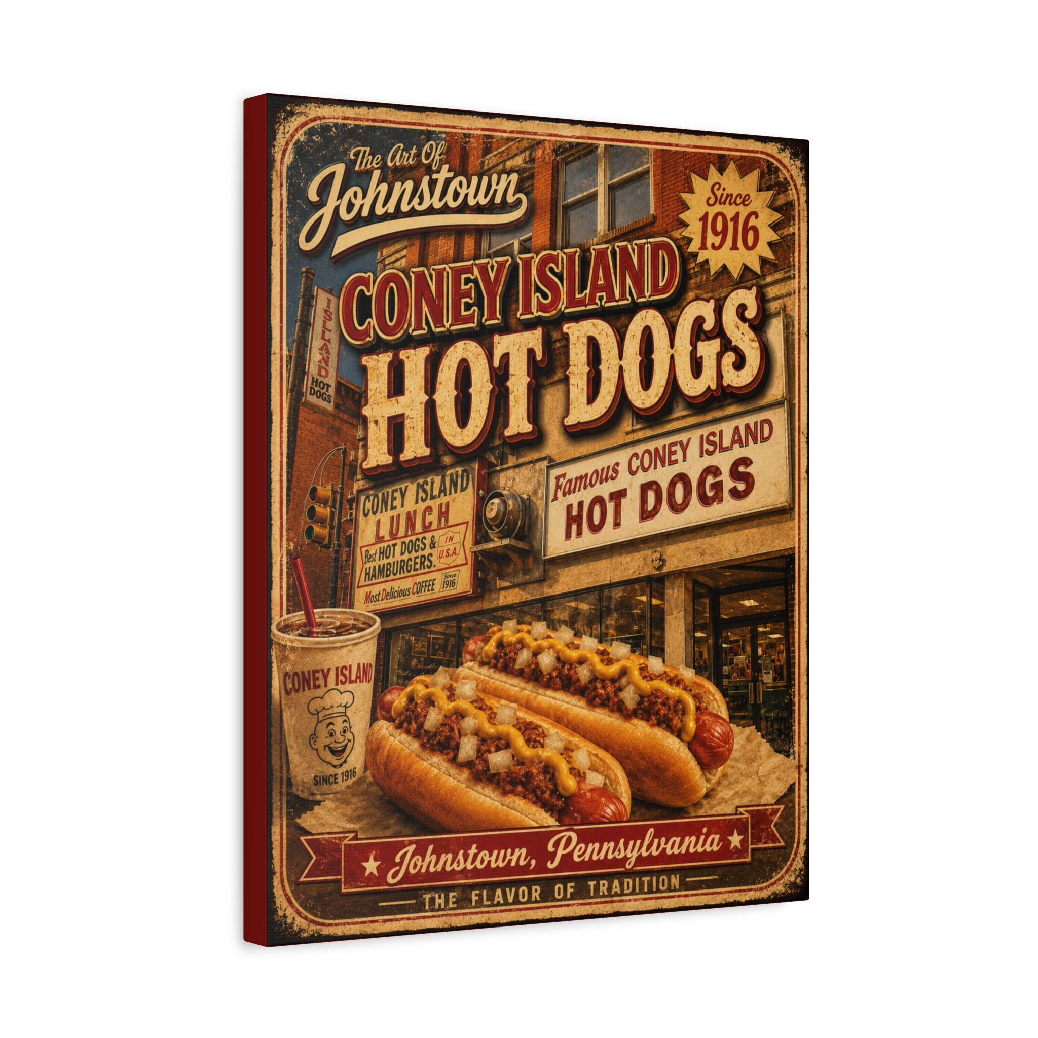 Coney Island Hot Dogs ~ The Art Of Johnstown - The Flavor of Tradition ~ Stretched Canvas - Image 4